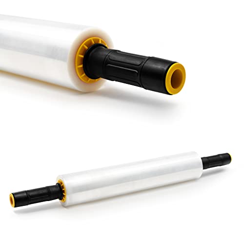 RAGO® Stretchfolie Transparent folie für möbel 2 Stück 150m l Hand Stretchfolie rollen I Palettenfolie Handfolie Wickelfolie I Verpackungsmaterial (7,5 x 7,5 x 40 cm) 0,9 kg I 150m Länge