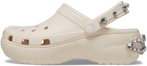 Crocs Women's Classic Graphic Clogs, Platform Shoes, Off-white, 10