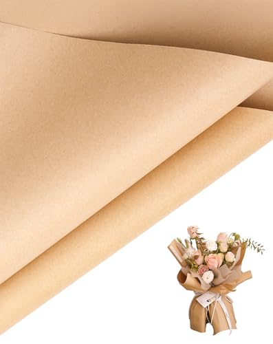Papier kraft marron pour bouquet floral et loisirs créatifs TINGSING - 40 feuilles
