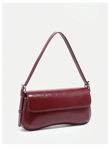 Verdusa Women's Y2K Trendy Purse Hobo Bags Faux Oiled Leather Tote Handbag Flap Underarm Shoulder Bag2