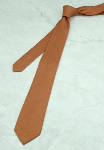 Image of Mens Solid Linen Ties - Slim Pattern Necktie for Men Wedding Groomsmen