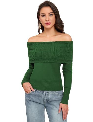 ZAFUL Women Off Shoulder Sweater Long Sleeve Ribbed Knit Long Sleeve Pullover Top