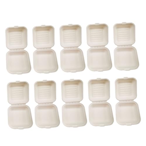 NAMOARLY Elegant Pulp Lunch Box 20pcs Hamburger Boxes Lids Food Storage Lids for Takeout Containers