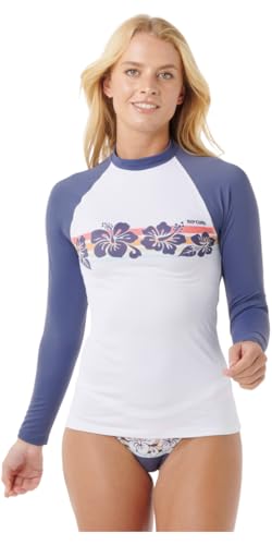 Rip Curl 2025 Womens Waikiki Waves UPF Long Sleeve Rash Vest 18ZWRV - Navy Womens Size - L