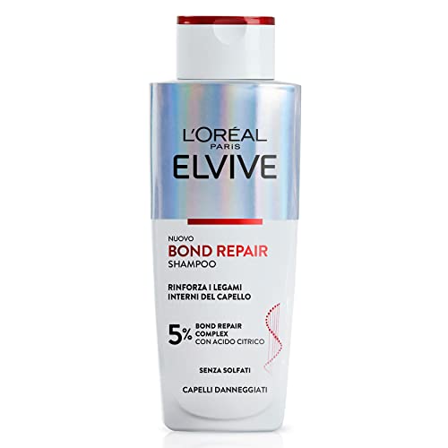 L’Oréal Paris Elvive Bond Repair Shampoo for Damaged Hair Rebuilding Inner Bonds of Hair with Citric Acid 200ml