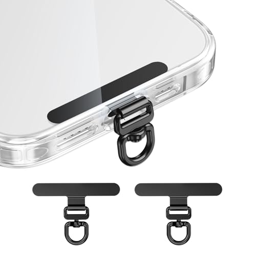 Image of saxsion Phone Tether Tab & Lanyard Tab, 360 Swivel Clip - Ultra Thin Stainless Steel Universal Patch for All Phone Cases