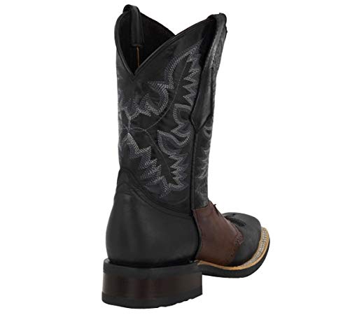 Texas Legacy Mens Black Western Leather Cowboy Boots Longhorn Bull Square Toe3