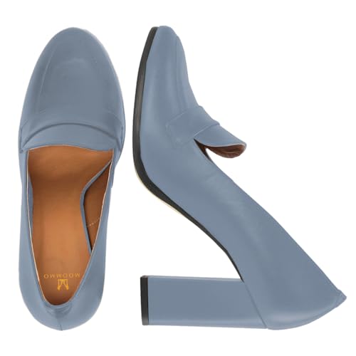 Image of MOOMMO Women Chunky Block Heel Pumps Round Closed Toe Slip On Oxford Loafers Shoes High Heels Snakeskin Work Pump Suede Loafer for Office Ladies Classic Formal Business Professional 4-13 M US