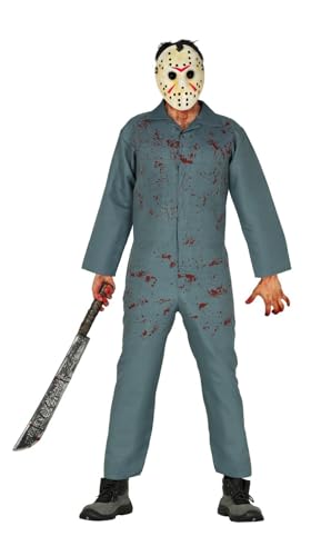 FIESTAS GUIRCA Disfraz de Psycho Killer para Hombre - Disfraz de Asesino con Mono de mecánico - Disfraces de Halloween para HombreTalla M 48-50