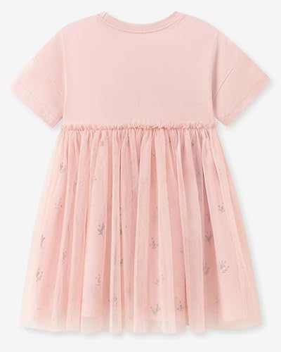 Image of Girls Cotton Long Sleeve Casual Cartoon Appliques Striped Jersey Dresses