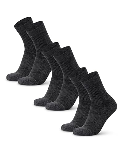 DANISH ENDURANCE Hiking Socks, Warm Merino Wool Walking Socks with Lightweight Anti Blister Cushioning for Winter, for Men & Women, Unisex, 3 or 5-Pack