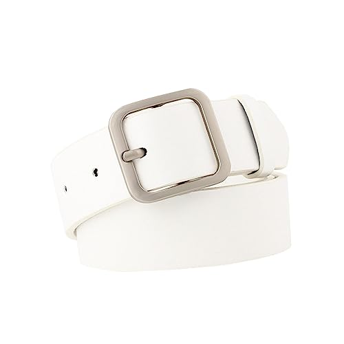4X Stylish Faux Leather Belt for Women with Square Pin Buckle - Adjustable Waistband for Dresses and Jeans4