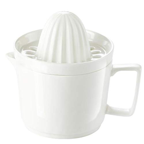 DOITOOL Manual Citrus Squeezer Fruit Squeezer Cup Ceramic Lemon Orange Hand Squeezer Fruit Juicer with Handle for Household Kitchen Lemon Squeezer Office Juice Squeezer (White)