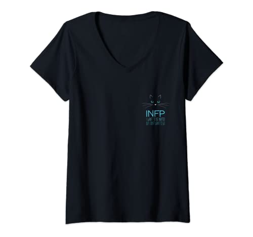 Mujer Funny INFP Cat Lover Catrovert Me Time Introvertido Gato Pun Camiseta Cuello V