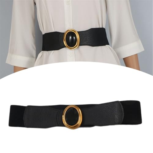 Adjustable Stretchy Wide Waistband with Gemstones Accent Comfortable Decorative Waist Belt for Formal Outfits Daily2