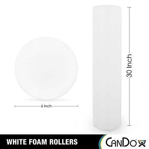 Cando White Pe Foam Rollers For Exercise, Finess, Muscle Restoration, Massage Therapy, Sport Recovery And Physical Therapy For Home, Clinics, Professional Therapy Round 6" X 30" #TOP1