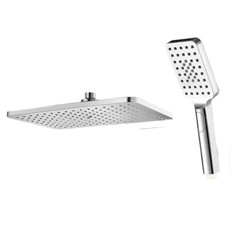 Pomme de douche à effet pluie haute pression de 20,3 cm en ABS chromé - Grand débit - Robinet de douche à effet pluie - Accessoire moderne pour salle de bain