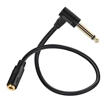 90 Degree 6.35mm to 3.5mm Stereo Audio Cable, 3.5mm to 6.35 mm Headphone Jack Adapter, Right Angled 1/4 inch TRS Male to 1/8 inch Female Extension Cord for Headphone,Mixer30cm 6.35mm Mono