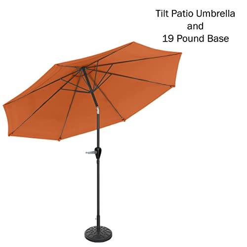 Pure Garden 50-Lg1053B Patio Umbrella With Auto Tilt – 10 Ft Easy Crank Sun Shade With 19Lb Weighted Base For Deck, Outdoor Furniture Or Pool (Terracotta), Orange #TOP4