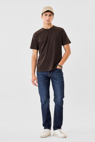 Image of SNITCH Men T-Shirt | Minimalist Regular Fit & Short Sleeve Styling | 100% Breathable Cotton Casual Wear T-Shirt & Durable Knit Plain Weave Everyday Summer Essential