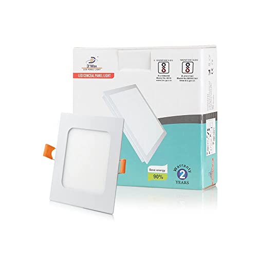 Image of D'Mak 8 Watt Square LED Conceal Panel Light for POP & False Ceiling - Natural White (Pack of 5)