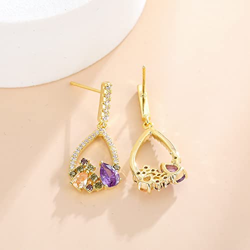 Boucle d'oreille femme en goutte avec pierre incrustée chic - 6
