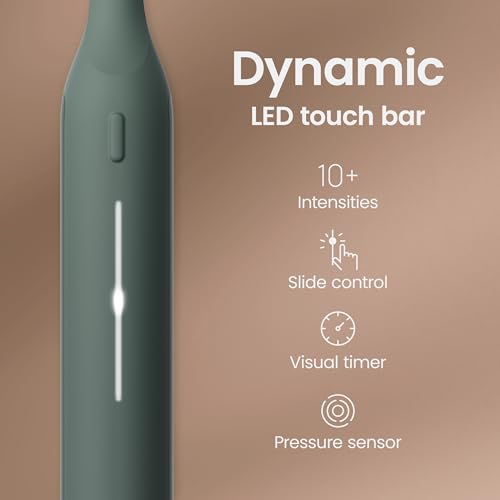 Image of Quip Ultra Next Generation Smart Sonic Toothbrush - Timed Electric Toothbrush for Adults - Replaceable Brush Head, Soft Bristles, Silicone Handle, 30-Day Battery Life, Travel Case - Moss Green