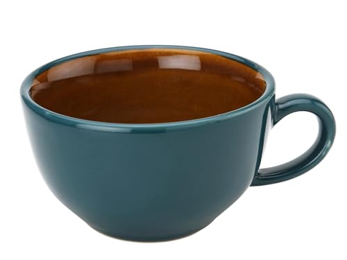 Image of Bodhi House Ceramic Soup and Coffee Wide Large Mug with Handle - Set of 1, 350 Ml Glossy Finish | Microwave Safe | for Maggi, Cappuccino, Latte, Green Tea - Cyan