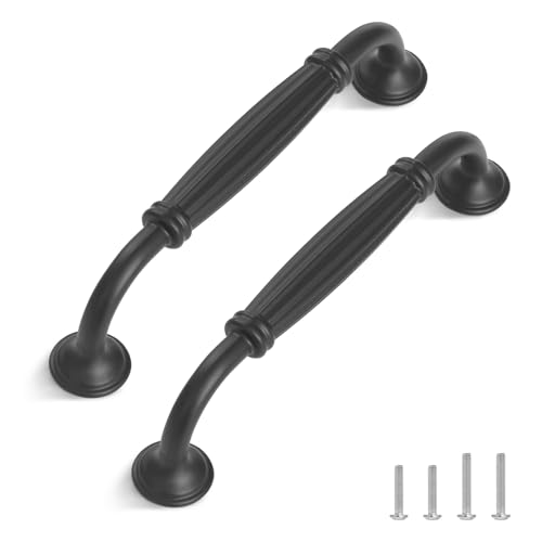 TsunNee 12 Stück Vintage-Schrankgriffe, Schranktürgriffe, europäische Bogengriffe, antike Schubladengriffe, Möbeltürgriffe für Küche Schlafzimmer (12, Schwarz, 128 mm)