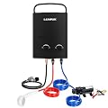 CAMPLUX 5L Portable Propane Gas Tankless Water Heater, 1.32 GPM Tankless Water Heater With 1.2 GPM Water Pump, Black