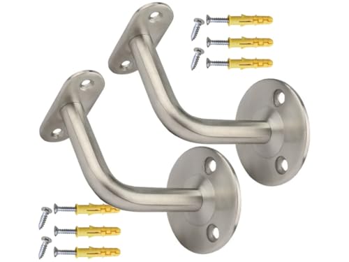 2pcs Stainless Steel Handrail Bracket, Flat Top, 75x75mm, Stair Rail Bracket, Extra Strong and Thick Metal, Balustrade Wall Support, Stair Bracket (2pcs 75mm Flat)