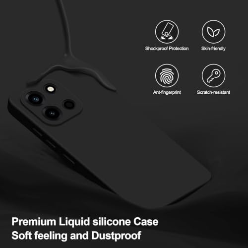 Image of DIZORO Microfiber Candy Compatible for Oneplus Nord 6 5G Smooth Touch Cushion Liquid Soft Silicone Gel Rubber Phone Case Non-Slip Full Body Protective Shockproof Back Cover - Black