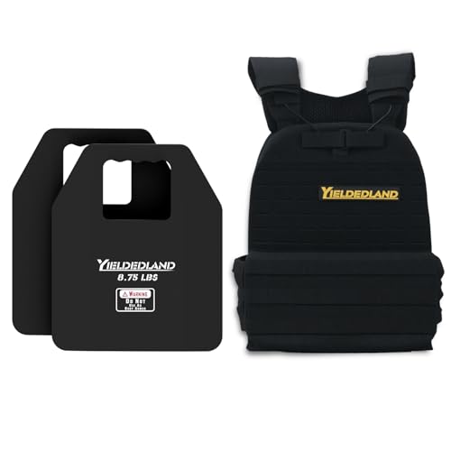 YIELDEDLAND 15lb/21lb Weighted Vest for Men and Women with Weight Vest Plates, Weight Vest for Strength and Endurance Training, Workouts, Running, Walking (Black, 8.75LB Plate)