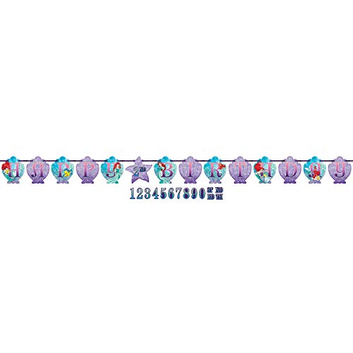 Disney Ariel Customizable Birthday Party Banner Decoration (1 Piece), Blue/Pink, 10 1/2'.
