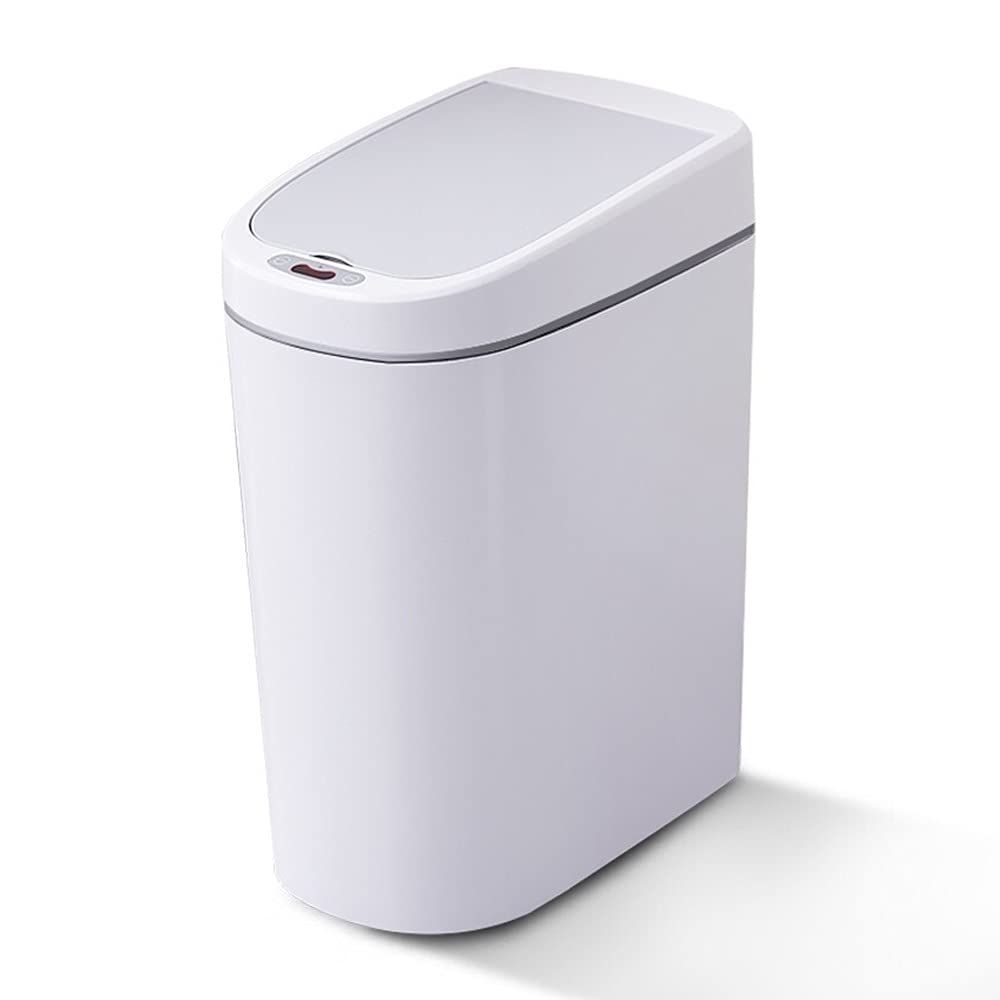 Household Induction Trash Can, Intelligent Automatic Cover 10L Capacity Electric Trash Basket Narrow Design Toilet Paper Basket