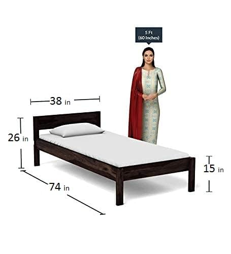 Image of Furnire Carp Solid Wood Single Bed, Black Finish, 74 x 38 in, Modern Style Bedroom Furniture