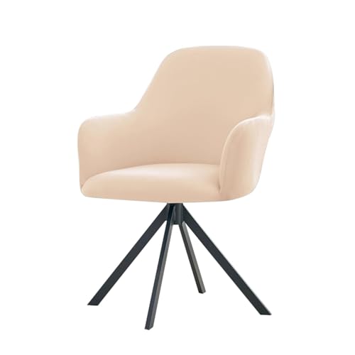 Image of HOKIPO 'SereneSolids' 140 GSM Stretchable Swivel Chair Cover High Armrest Slipcover, Beige (NEW-AR-6247-BGE)