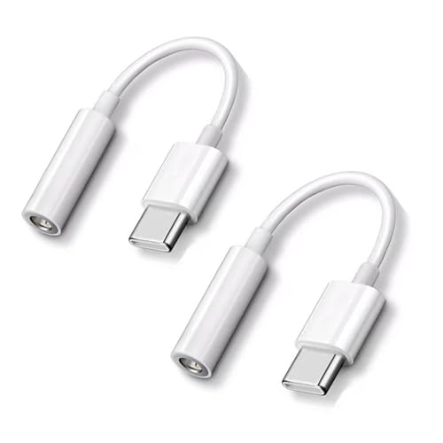 CKCSHI 2 Pack USB C to 3.5mm Jack Adapter, Headphone Adapter, USB Type C to Headphone Aux Digital Audio Earphone Adaptor for iPhone 15 Plus Pro Max/16 Plus Pro Max, Galaxy S24 S23 S22 Ultra (White)