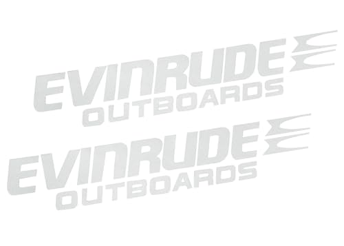 2pcs Vinyl Evinrude Outboard Graphics Decals Replacement for Boat Outboard Motor Stickers (White)