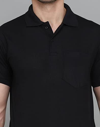 Image of INKKR Men's Polo Neck Half Sleeve Cotton Blend Regular Fit T-Shirt With Pocket