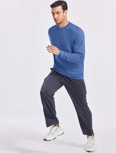 PINSPARK Men Crewneck Sweatshirt Lightweight Long Sleeve Running Sweat Shirts Casual Pullover Tops with Zipper Pocket3