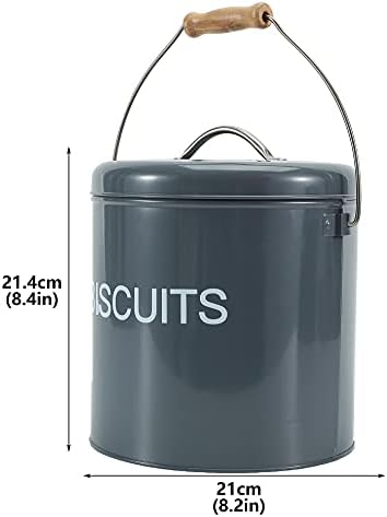 Home Basics Biscuits Tin Canister,Retro Style Airtight Metal Biscuit Tin with Handle, Cookies Storage Tin or Candy Box Gray