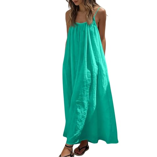 Image of HTHLVMD Backless Cami Dress Summer Dresses for Women 2026 Spaghetti Strap Dresses Womens Solid Color Backless Cami Dress