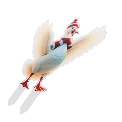 OUNONA クリスマスダックガーデン装飾桿 屋外耐候性アート 雙面設計 鮮やかな色彩で冬のとパティオを彩る ホリデーパーティーに