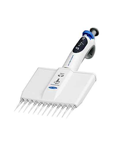 Jackson Global JS-TP12D10H 0.5-10uL Adjustable Volume Multi-Channel Micropipette Pipettors with 12 Channels | 4-Position Volume Settings | High Chemical and UV Resistance