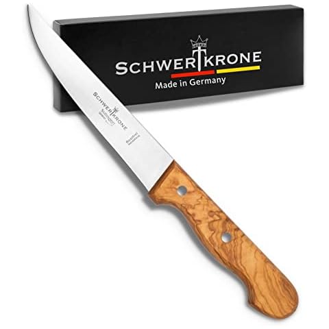 Schwertkrone Fleischmesser | Olivenholzgriff | Allzweckmesser | Schinkenmesser (Schinkenmesser - 15cm) Cover