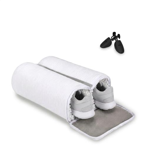 EXYGLO Shoe Washing Machine Bag, Dual Compartment Design Shoe Laundry Bags with Lockable Zipper & Adjustable Shoe Trees, 360° Fluffy Fibers Cleaning, Reusable Bag for Most Shoe Sizes - image 1