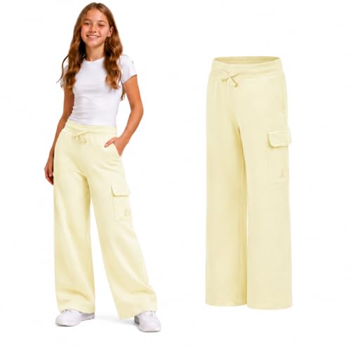 Image of New Balance Girls Sweatpants - Soft Fleece Cargo Wide Leg Sweatpants Cargo Jogger Pants for Girls with Pockets (7-16)