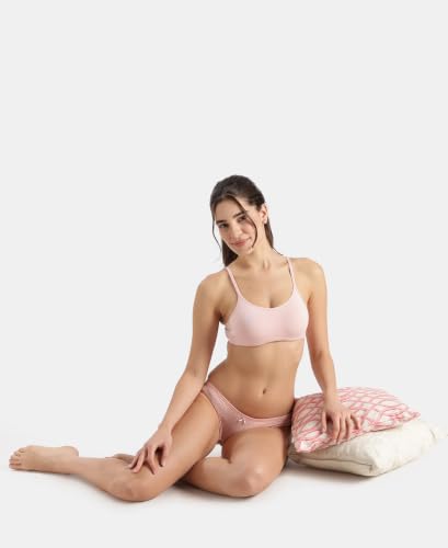 Image of Jockey SS12 Women Wirefree Non Padded Super Combed Cotton Elastane Stretch Full Coverage Beginners Bra with Adjustable Straps Peach Skin 34B