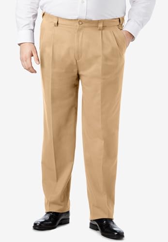 KingSize Men's Big & Tall Classic Fit Wrinkle-Free Expandable Waist Pleat Front Pants3